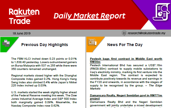 Daily Market Report (18 June 2019)