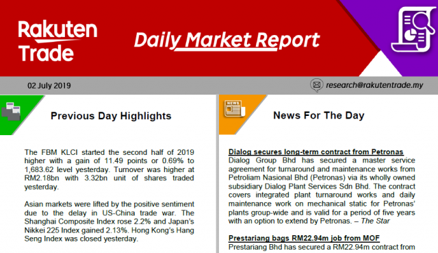 Daily Market Report (2 July 2019)