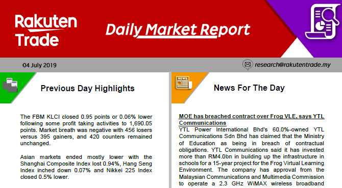 Daily Market Report (4 July 2019)