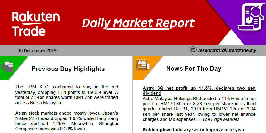 Daily Market Report (5 Dec 2019)