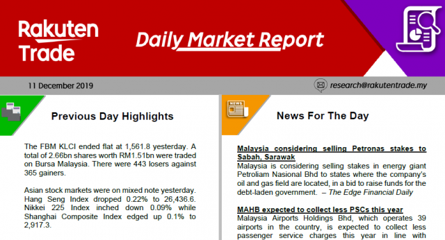 Daily Market Report (11 Dec 2019)