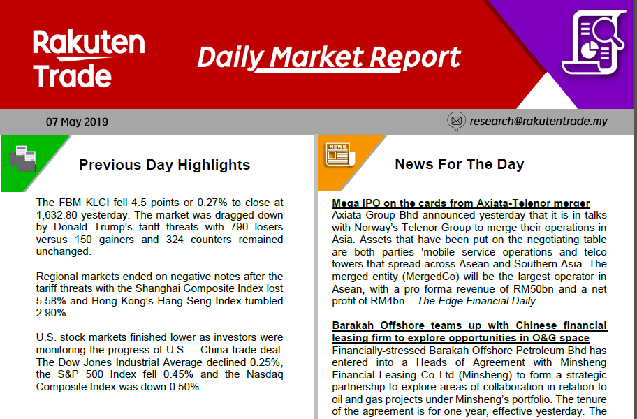 Daily Market Report (07 May 2019)