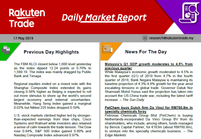 Daily Market Report (17 May 2019)